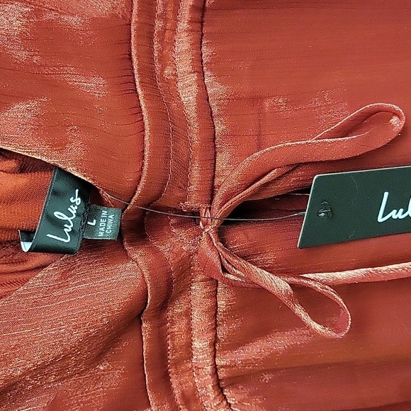 Lulu's Deep Red Long Sleeve Dress, Womens Sz Large, New With Tags - Picture 5 of 10